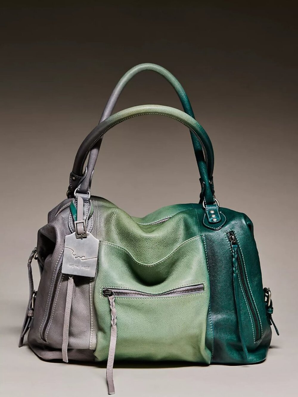 FREE PEOPLE We The Free Emerson LARGE Tote Bag In Green Ombre NWT